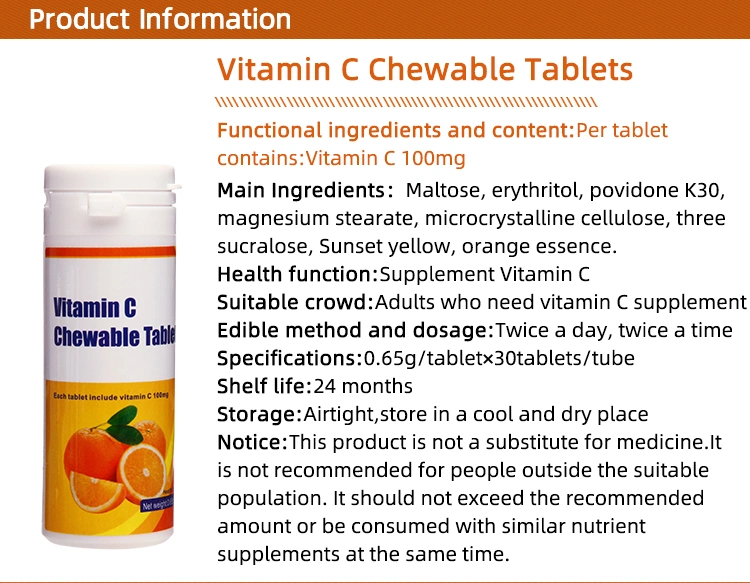 Health Food Immunity Enhancement Vc Chewable Tablet with Best Price